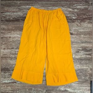 Oh My Gauze! EUC Cropped Cotton Pants Sunny Yellow Palazzo Lagenlook Size 3, XXL